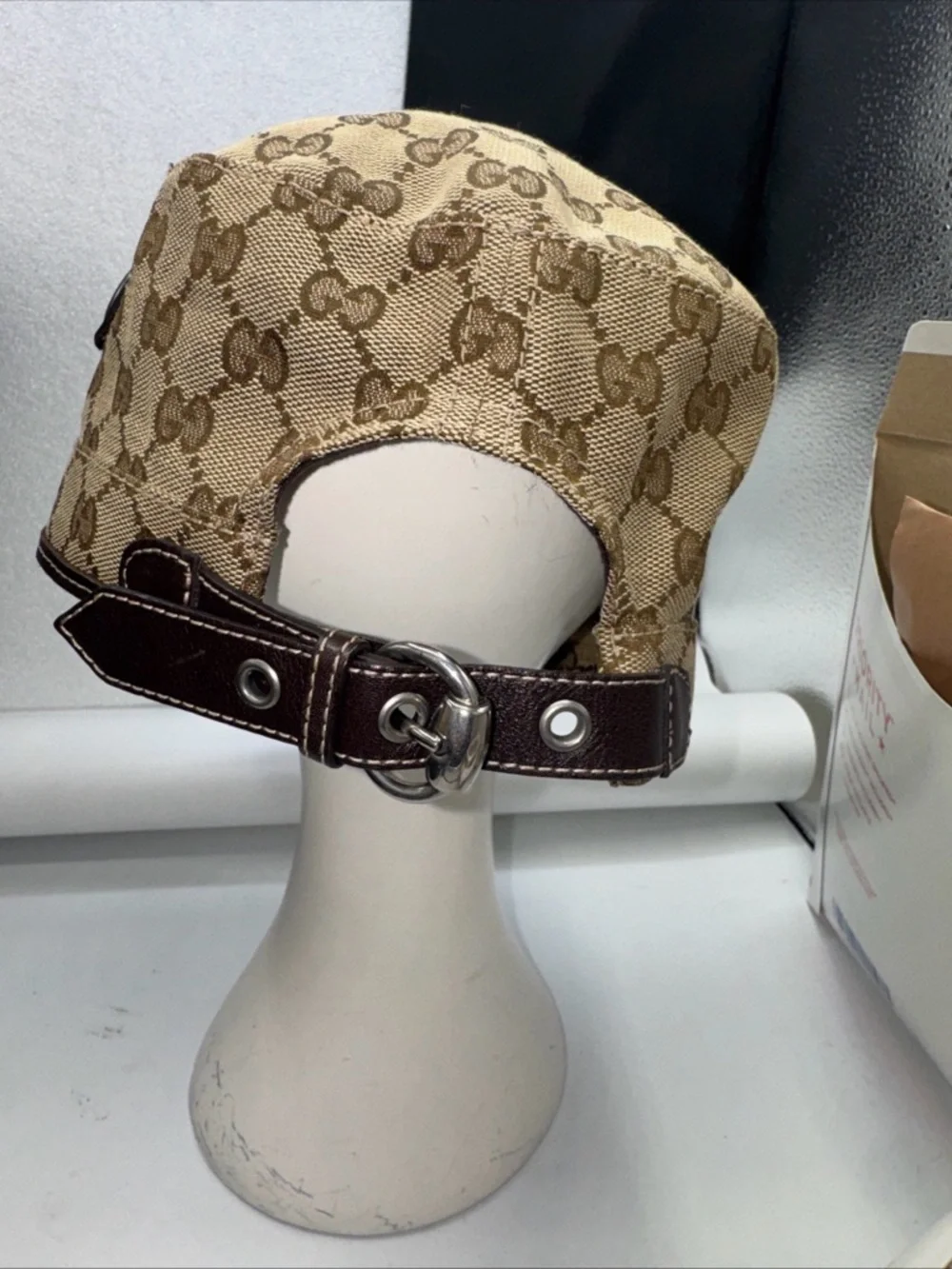 Gucci/Tom Ford military Cap Beige/Brown GG Canvas hat Size XL - Picture 2 of 7